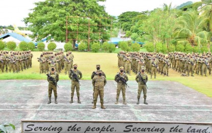 <p><strong>READY FOR DUTY.</strong> The Army’s 6th Infantry Division activates Task Group 'Bangis' Tuesday (July 12, 2022) to beef up security forces against remnants of the communist New People’s Army (NPA) in Central Mindanao. The task force’s mission is to dismantle for good the NPA’s Guerilla Front Musa, the only remaining communist group in the region. <em>(Photo courtesy of 6ID)</em></p>