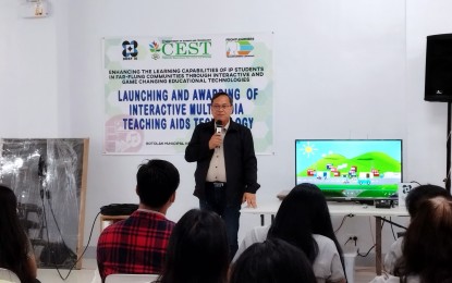 <p><strong>TEACHING AIDS</strong>. Julius Caesar V. Sicat, regional director of the Department of Science and Technology-Central Luzon (DOST-3), delivers his message during the distribution of teaching aids to 16 indigenous people (IP) schools in Zambales on Wednesday (July 13, 2022). The interactive multimedia audio-visual teaching aids were given to the IP schools located in Botolan, Subic, San Narciso, and Olongapo City. <em>(Photo courtesy of DOST Region 3) </em></p>