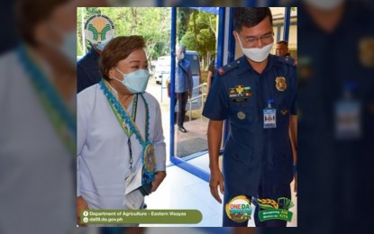 <p><strong>PARTNERSHIP</strong>. Department of Agriculture (DA) 8 (Eastern Visayas) Executive Director Angel Enriquez (left) and Philippine National Police (PNP) Regional Director Brig. Gen. Bernard Banac during a coordination meeting on July 14, 2022. The regional police office has forged a partnership with the DA-8, heeding the directive of President Ferdinand Marcos Jr. to address food security challenges. <em>(Photo courtesy of DA-8)</em></p>