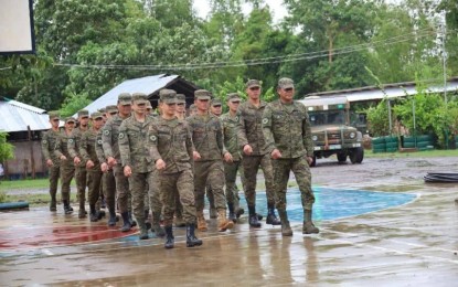 <p><strong>INSURGENCY WAR</strong>. A total of 18 new soldiers arrive at the headquarters of the Philippine Army's 11th Infantry Battalion in Negros Oriental to boost the fight against insurgency on Monday (July 18, 2022). One of the soldiers is a former member of the Communist Party of the Philippines-New People's Army who had previously surrendered and gone through some processes before enlistment. <em>(Photo courtesy of the 11IB, PA)</em></p>