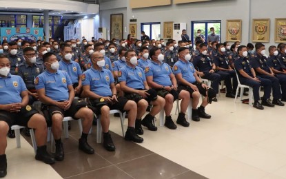 <p><strong>TOURISM POLICE</strong>. Police officers attend an orientation on tourism safety at the police regional office in Palo, Leyte on July 18, 2022. Eastern Visayas is rolling out the enhanced Tourist Oriented Police for Community Order and Protection as more relaxed travel rules are expected to encourage more tourists to visit the region. <em>(Photo courtesy of Philippine National Police)</em></p>