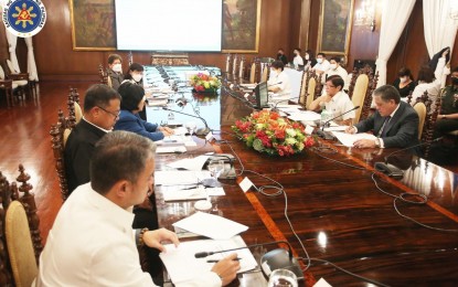 <p><strong>ENVIRONMENT PROTECTION.</strong> President Ferdinand Marcos Jr. meets with Department of Environment and Natural Resources officials led by Secretary Maria Antonio Yulo-Loyzaga at Malacañan Palace in Manila on Wednesday (July 20, 2022). Marcos discussed with the new Environment chief the initiatives aimed at protecting the environment. <em>(Photo courtesy of the Office of the President)</em></p>