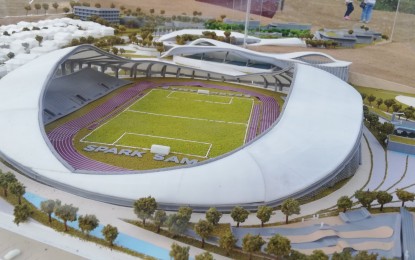 <p><strong>SPORT AND BUSINESS DEV'T</strong>. The scale model of the proposed Spark Samar Sports City in Catbalogan City, Samar. The PHP1. 2 billion project is expected to draw major events and investments in Samar. <em>(PNA photo by Sarwell Meniano)</em></p>