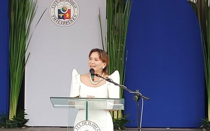 <p><br /><strong>PRIORITY AGENDA</strong>. Representative Julienne Baronda delivers her inaugural address on June 27, 2022 following her oathtaking as reelected congresswoman of Iloilo City. In an interview on Saturday (July 23, 2022), she expressed hope for her proposed legislation institutionalizing the anti-drug abuse council to be included in the priority agenda of President Ferdinand “Bongbong” Marcos.<em> (PNA photo by PGLena)</em></p>