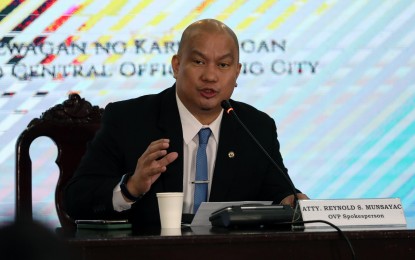<p><strong>P16-M AID</strong>. Office of the Vice President (OVP) spokesperson Reynold Munsayac gives updates on the burial and medical assistance provided by the OVP in a press conference on Wednesday (July 27, 2022). He said that in just a month, the OVP and its satellite offices have processed medical and burial claims amounting to PHP16,540,243.94. <em>(PNA photo by Joseph Razon)</em></p>