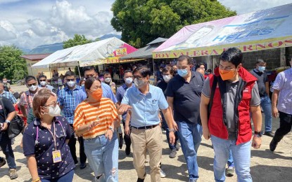 <p><strong>VISIT TO ABRA.</strong> President Ferdinand Marcos Jr. visits quake-hit Abra on Thursday (July 28, 2022) to check on the situation of affected individuals. With him is Social Welfare Sec. Erwin Tulfo. <em>(Photo from Sec. Tulfo Facebook page)</em></p>