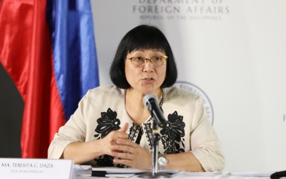 <p><strong>READY TO SUPPORT THE OSG.</strong> Department of Foreign Affairs (DFA) spokesperson Teresita Daza in this file photo. Daza said late Thursday (Sept. 21, 2023) that the DFA is ready to support the Office of the Solicitor General (OSG) as it explores legal options over the damage to corals and seabed in Rozul Reef and Escoda Shoal in the West Philippine Sea. <em>(File photo)</em></p>