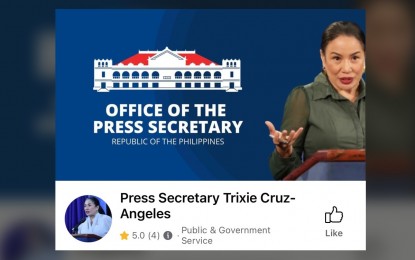 <p>Official Facebook page of Press Secretary Trixie Cruz-Angeles<em> (Screenshot)</em></p>