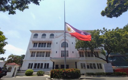 <p><strong>10 DAYS OF MOURNING</strong>. The Philippine flag in front of the New Executive Building inside the Malacañang Palace compound is lowered to half-mast on Monday (Aug. 1, 2022) to honor former president Fidel V. Ramos who died on July 31, 2022 at age 94. President Ferdinand "Bongbong" Marcos Jr. has declared July 31 to Aug. 9, 2022 as national days of mourning for the 12th president of the Philippines from 1992 to 1998.<em> (NIB photo by Yancy Lim)</em></p>