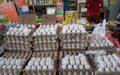 <p><strong>ENOUGH SUPPLY.</strong> Eggs are sold in a public market in Negros Occidental.The Provincial Veterinary Office assured Negrenses on Monday (Aug. 1, 2022) of sufficient supply of eggs amid reports of possible shortage due to the threat of bird flu. <em>(Photo courtesy of PVO-Negros Occidental)</em></p>