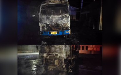 <p><strong>TORCHED TRUCKS.</strong> The Police Regional Office in the Caraga Region condemns the communist New People’s Army (NPA) for its latest atrocities against civilians and properties in Butuan City. On Sunday evening (July 31, 2022), an undetermined number of NPA insurgents attack a compound of a construction firm and burned two trucks. <em>(Photo courtesy of BCPO)</em></p>