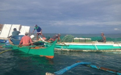 <p><strong>TOXIN-FREE</strong>. Fishermen harvest from a cage within the coastal waters of Guiuan, Eastern Samar, which was declared free of red tide on August 2, 2022. Eastern Visayas regained its red tide-free status after two weeks of recurrence of this phenomenon in four coastal bodies of water in the region, the Bureau of Fisheries and Aquatic Resources said on Tuesday. <em>(Photo courtesy of BFAR Region 8)</em></p>