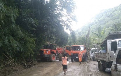 <p><strong>AFTERSHOCKS</strong>. Maintenance personnel from the DPWH conduct road clearing operations along the Tagudin-Cervantes Road in this undated photo. Since last week's strong earthquake, the area has been experiencing aftershocks. <em>(Photo courtesy of DPWH Region 1)</em></p>