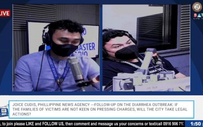 <p><strong>ACCOUNTABLE.</strong> Davao City Mayor Sebastian Duterte (right) on Thursday (Aug. 4, 2022) expresses willingness to press charges against those behind the diarrhea outbreak in Toril District last month. The outbreak killed six people and affected 217 individuals.<em> (Screengrab)</em></p>