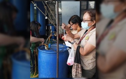 <p><strong>SEARCHING FOR BREEDING SITES</strong>. Employees of the Aklan provincial government search for possible breeding places of dengue-causing mosquitoes on Aug. 3, 2022. The province’s dengue incidents are now at 403, an increase of over a thousand percent from last year’s 28 cases from the January to July 30 period.<em> (Photo courtesy of Aklan Provincial Health Office FB page)</em></p>