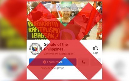 <p>Fake Senate of the Philippines Facebook account <em>(Senate photo)</em></p>
