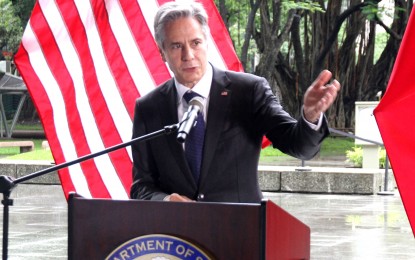 <p><strong>SECOND VISIT</strong>. US Secretary of State Antony Blinken in an event at the Ayala Triangle Garden in Makati City during his first visit to the Philippines on Aug. 6, 2022. The White House official will visit the country again in the coming weeks, according to US Secretary of Commerce Gina Raimondo. <em>(PNA file photo)</em></p>