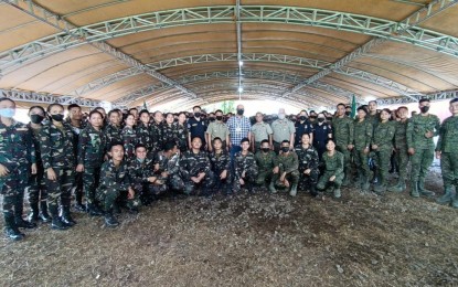<p><strong>TRAINED.</strong> Trainers and cadets of the Reserve Officers Training Corps (ROTC) during their graduation rites in Leyte province on Aug. 1, 2022. ROTC cadets in Leyte cited the role of military training in developing their skills and leadership potential. <em>(PNA photo by Roel Amazona)</em></p>