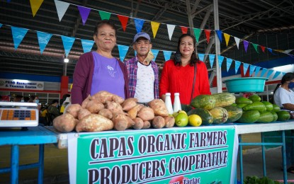 <p><strong>KADIWA TRADE FAIR.</strong> Members of the Capas Organic Farmers Producers Cooperative in Tarlac province participate in the Kadiwa trade fair held on Monday (Aug. 8, 2022). BFAR Regional Director Wilfredo Cruz said on Wednesday they are planning to conduct more trade fairs to help the farmers and fisherfolk earn more and for consumers to benefit from the lower prices of goods. <em>(Photo courtesy of the DA-Region 3)</em></p>