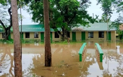 <p><strong>FLOODED SCHOOL. </strong>A school in Datu Montawal, Maguindanao, is submerged in floodwaters following heavy rains Tuesday (Aug. 9, 2022). All the town’s 11 barangays were submerged in floodwaters, prompting the local government to distribute relief packs to some 7,000 affected families in the area. <em>(Photo courtesy of Datu Montawal MDDRO)</em></p>