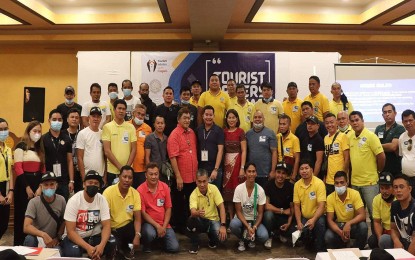 <p><strong>TOURISM FRONTLINERS.</strong> At least 136 tourist van drivers complete the 'Tourist Driver Seminar' conducted by the Department of Tourism in the Caraga Region (DOT-13) from Aug. 3-5, 2022 in Butuan City. The DOT-13 underscores the importance of the role that van drivers play in the tourism sector, being front-liners and sources of information of foreign and local tourists.<em> (Photo courtesy of DOT-13)</em></p>