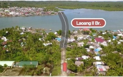 <p><strong>NEW BRIDGE</strong>. A copy of the feasibility study showing the location of one of the bridges in Laoang, Northern Samar. The project will connect the town center to the Samar mainland.<em> (DPWH image)</em></p>