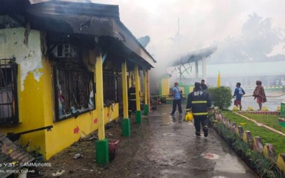 <p><strong>BURNED SCHOOL.</strong> The fire incident inside the campus of Hindang National High School in Hindang, Leyte on August 14, 2022. The fire happened just a week before the opening of classes for the new school year. <em>(Photo courtesy of Aldrin Mones Montaña) </em></p>
