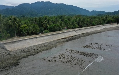 <p><strong>FLOOD CONTROL PROJECT</strong>. Photo shows the newly-completed flood control project in Dilasag town, Aurora province implemented by the Department of Public Works and Highways-Aurora District Engineering Office. The agency has also completed a 390-lineal meter slope protection structure along the Duongan River in Baler town. <em>(Photo courtesy of the DPWH Region III)</em></p>