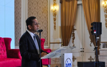 <p><strong>ADDRESSING ISSUES</strong>. Socioeconomic Planning Secretary Arsenio Balisacan graces the economic forum organized by the Economic Journalists Association of the Philippines and the San Miguel Corp. at the Ayuntamiento de Manila in Intramuros, Manila Wednesday (Aug. 17, 2022). Balisacan told reporters that a proposal is being drafted to address issues in the sugar industry. <em>(Photo courtesy of EJAP)</em></p>
