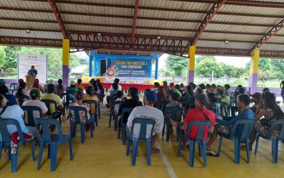<p><strong>CONSULTATION</strong>. Officials of concerned government agencies conduct the Regional Task Force 3 convergence and community consultation with 67 former members of the Communist Party of the Philippine-New People's Army in Barangay Manggitahan, Dilasag, Aurora on Wednesday (Aug. 17, 2022). Discussed were concerns and programs in preparation for their reintegration into mainstream society. <em>(Photo by Jason de Asis)</em></p>