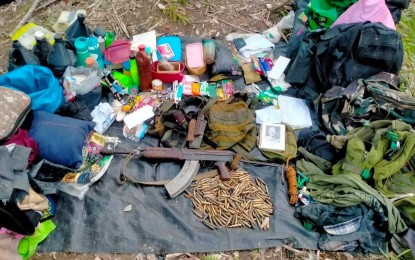 <p><strong>RECOVERED</strong>. Items recovered at the scene of a 10-minute firefight between New People’s Army combatants and government troopers at the boundary of Manaripay, Calinog, and Cabatangan, Lambunao in Iloilo on Aug. 15, 2022. A report from the 3rd Division Public Affairs Office of the Philippine Army on Wednesday (Aug. 17, 2022) said at least four rebels were wounded based on information from their sources.<em> (Photo courtesy of 3rd Division Public Affairs Office)</em></p>