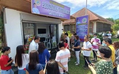 <p><strong>ACCESSIBLE SERVICE</strong>. The inauguration of provincial satellite office in Maripipi, Biliran in this Aug. 2, 2022 photo. Biliran’s provincial government has extended assistance to at least 20,029 residents through its seven satellite offices in the past five months, Governor Gerard Espina said on Wednesday (Jan. 4, 2023). <em>(Photo courtesy of Biliran provincial government)</em></p>