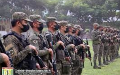 <p><strong>BAGANI WARRIORS.</strong> The military recognizes Monday (Aug. 22, 2022) the contribution of the Bagani warriors, all members of the Indigenous Peoples community who are trained by the military to defend themselves from New People's Army atrocities in Davao Occidental. The province was declared free from insurgency on Aug. 18, 2022 after the collapse of the rebels' remaining guerrilla unit.<em> (Photo courtesy of 10ID)</em></p>