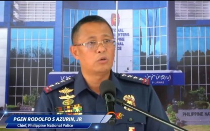 <p>Philippine Nationa Police chief Gen. Rodolfo Azurin Jr. <em>(Screengrab from PNP Facebook live video)</em></p>