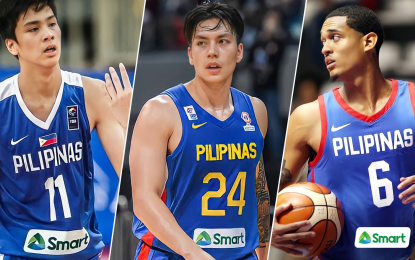 <p>Kai Sotto, Dwight Ramos and Jordan Clarkson</p>