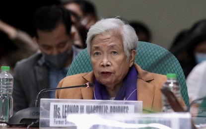 <p><strong>NOTHING TO HIDE</strong>. Former Education Secretary Leonor Briones attends a hybrid Accountability of Public Officers and Investigation (Blue Ribbon) Committee inquiry on Thursday (Aug. 25, 2022) on the alleged overpriced and outdated laptops of the Department of Education (DepEd). Briones said the DepEd asked the Procurement Service-Department of Budget and Management to procure the laptops for them because the PS-DBM specializes in those types of procurements. <em>(Photo courtesy of Senate PRIB)</em></p>