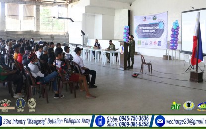 <p><strong>LITERACY TRAINING FOR EX-REBELS</strong>. The Army’s 23rd Infantry Battalion and the Department of Information and Communications Technology 13 (Caraga) conduct a one-day digital literacy training for 40 former New People's Army rebels in Butuan City on Thursday (Aug. 25, 2022). The training aims to enhance the abilities and develop the personality of the former rebels as they prepare for reintegration into their families and communities. <em>(Photo courtesy of 23IB)</em></p>
