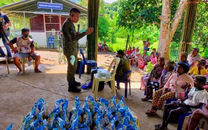 <p><strong>AWARENESS DRIVE.</strong> The Philippine Army’s 91st Infantry Battalion (91IB) conducts an awareness campaign on the recruitment of the Communist Party of the Philippines-New People's Army among the indigenous peoples (IPs) in Gabaldon, Nueva Ecija on Monday (Aug. 29, 2022). Lt. Col. Julito Recto Jr., 91IB head, said the IPs are among the most vulnerable sectors for deception and by the communist terrorist group. <em>(Photo courtesy of the Army's 91IB)</em></p>