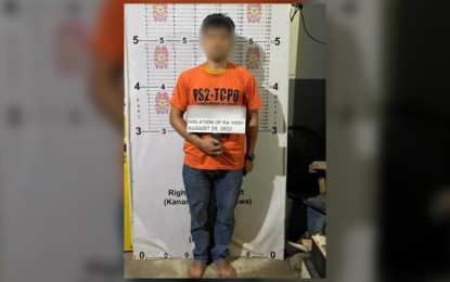 <p><strong>POLICE RECORD</strong>. The mug shot of a soldier tagged as a suspect in the killing of a village chief in Javier, Leyte province. The suspect Alexandro Calda, 33, is an army sergeant assigned at the 63 Infantry Battalion in Guirang village, Basey, Samar province, and was apprehended on Sunday (Aug. 28, 2022). <em>(Philippine National Police photo)</em></p>