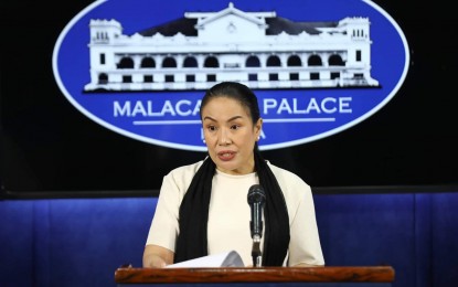 <p>Press Secretary Rose Beatrix ‘Trixie’ Cruz-Angeles holds a press briefing for the Malacañang Press Corps (MPC) on August 30, 2022. <em>(Photo by Valerie Escalera)</em></p>