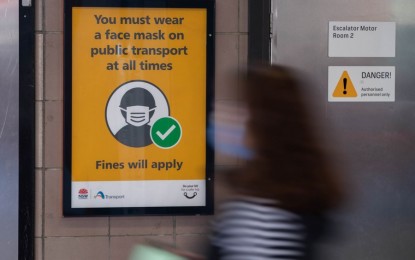 <div dir="auto">A mask-on notice is seen at a train station in Sydney, Australia, on July 27, 2022. <em>(Photo by Hu Jingchen/Xinhua)</em></div>