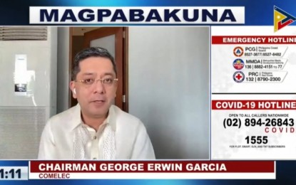 <p>Comelec chairperson George Erwin Garcia <em>(Screengrab from Laging Handa briefing)</em></p>