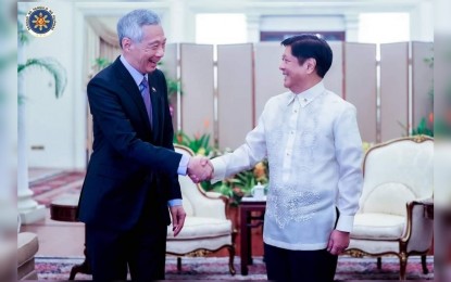 <p>President Ferdinand Marcos Jr. (right) and Singapore Prime Minister Lee Hsien Loong (left) <em>(Photo from Office of the President Facebook page)</em></p>