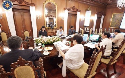 <p>Pres. Ferdinand Marcos Jr. meets with the officials of the Department of Health and Department of the Interior and Local Government<em> (Photo from Office of the President's official Facebook page)</em></p>