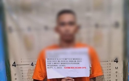 <p><strong>TOP 2 MOST WANTED</strong>. Authorities arrest the second most wanted person in Central Luzon during a manhunt operation in Rodriguez, Rizal on Wednesday (Sept. 7, 2022). The suspect was nabbed by virtue of a warrant of arrest for murder with no bail recommended. <em>(Photo courtesy of PRO-3)</em></p>