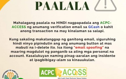 <p><strong>EMAIL SPOOFING</strong>. The Department of Agriculture warns the public on Friday (Sept. 9, 2022) against email spoofing. In an advisory, farmers and fishers were encouraged to delete similar emails to prevent harm on their personal accounts. <em>(Photo courtesy: DA-ACPC)</em></p>