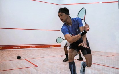 <p><strong>OPTIMISTIC</strong>. Filipino squash player Robert Andrew Garcia in action during the Alto Group Pennant Hills Open held two weeks ago in Sydney, Australia. Garcia hopes to perform better in his next tournament, the Eastside Open in Hobart, Australia slated for Sept. 14 to 18, 2022. <em>(Contributed photo)</em></p>