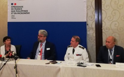 <p><strong>SUBMARINE ACQUISITION.</strong> French Ambassador Michèle Boccoz, French defense company Naval Group in India and Asia-Pacific vice president Nicolas de la Villemarque, Rear Admiral Bertrand Dumoulin of the French Oceanic and Strategic Force (ALFOST), and Stratbase president Victor Manhit during a symposium at EDSA Shangri-La on Wednesday (Sept. 14, 2022). The French government is open to continue talks with the Philippines when it is ready to discuss its submarine acquisition program, French Ambassador Michèle Boccoz said. <em>(Photo by Joyce Ann L. Rocamora)</em></p>
<p> </p>
<p> </p>