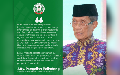<p>Reelected Bangsamoro Transition Authority - Bangsamoro Autonomous Region in Muslim Mindanao Speaker Pangalian Balindong. <em>(Photo courtesy of BTA-BARMM)</em></p>