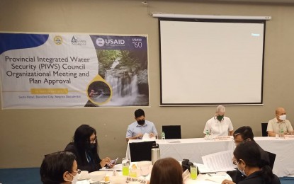 <p><strong>WATER SECURITY</strong>. Negros Occidental Governor Eugenio Jose Lacson (center) leads the 1st Provincial Integrated Water Security Council meeting at the Seda Capitol Central Hotel in Bacolod City on Friday (Sept. 16, 2022). The Council approved the Provincial Integrated Water Security Plan 2023-2030 to carry out more systematic and organized interventions to improve water security. <em>(Photo courtesy of PIO Negros Occidental)</em></p>